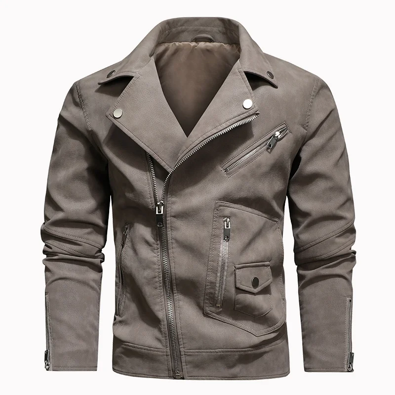 Mens Bomber Leather Jacket Masculine Jacket Slim Lapel Windbreaker Outwear Coat Motorcycle Leather Jacket Mens Bike Coat EU Size dark brown leather jacket Casual Faux Leather