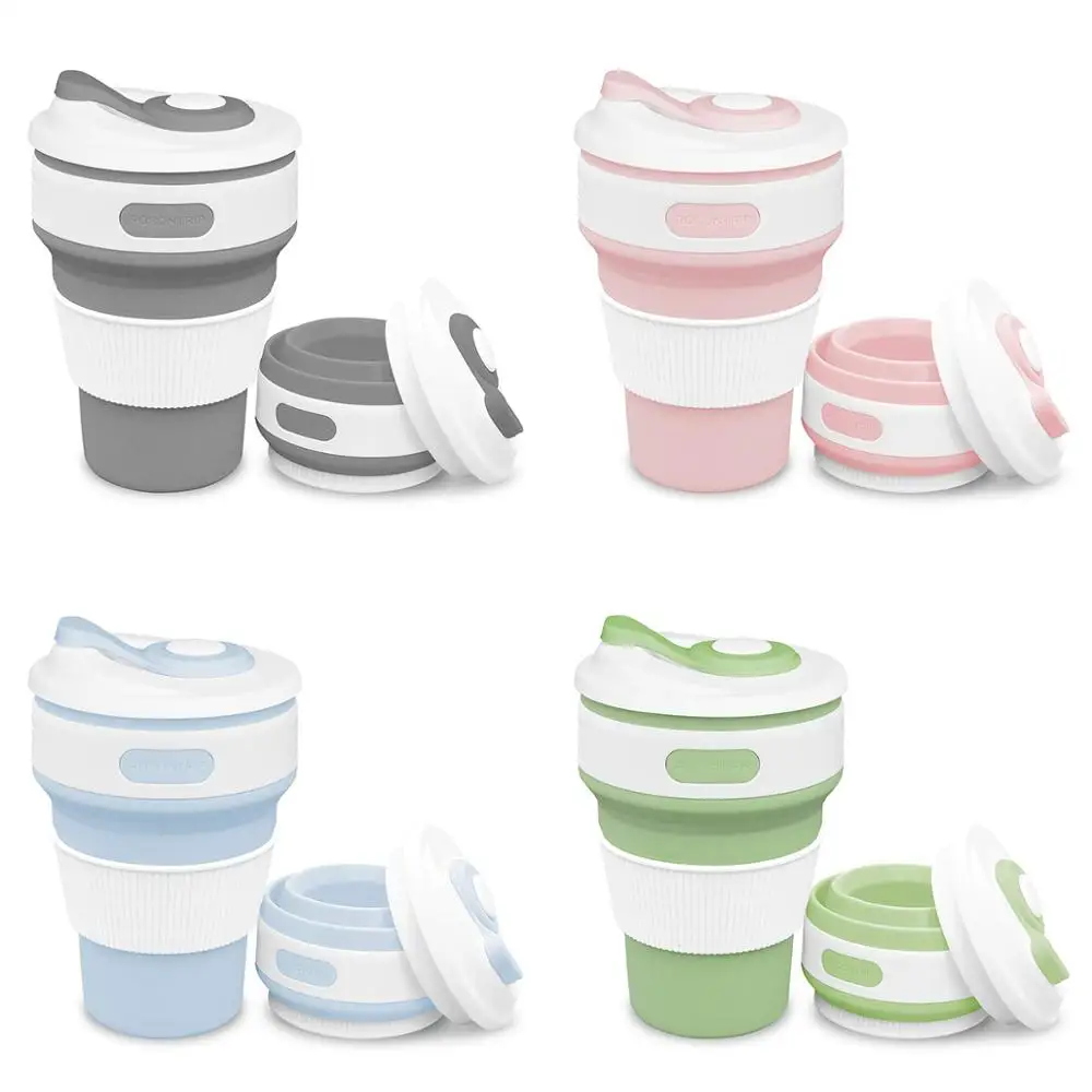 

350ML Water bottle Portable Folding Silicone Coffee Tea Cup Reusable Collapsible Coffee mug Tea Cup With Lids Travel Thermos
