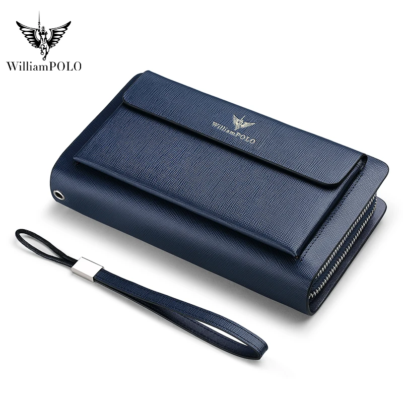 Роскошные брендовые кожаные кошельки WilliamPolo для мужчин дизайнерские длинные