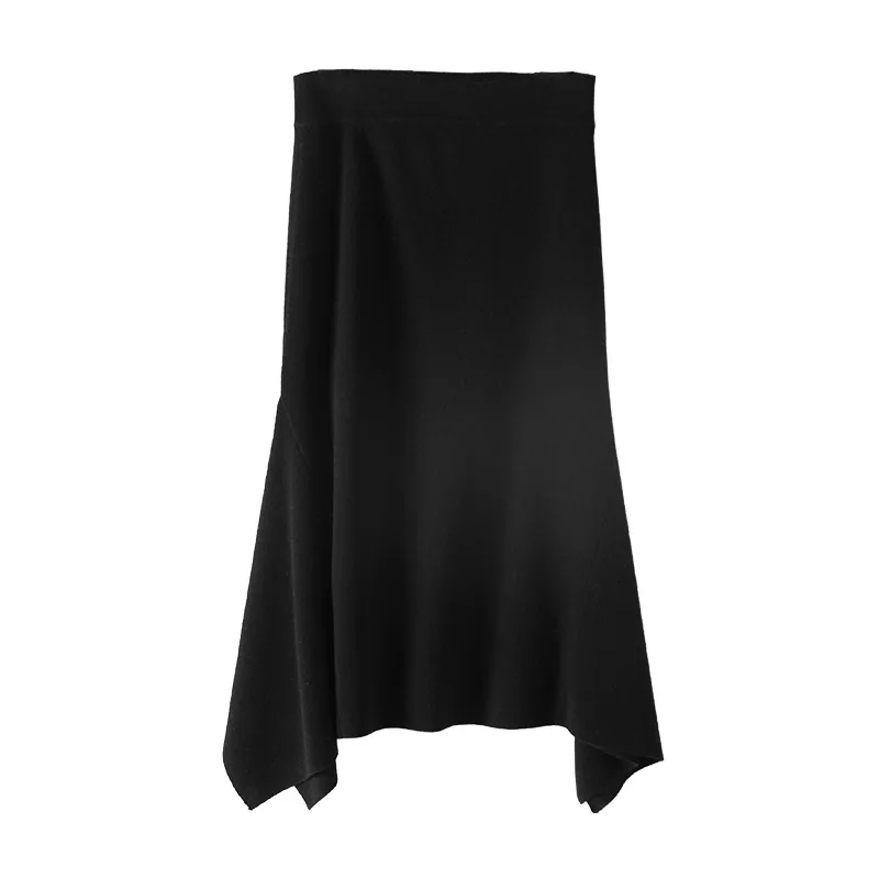 Вязаные Асимметричные женские юбки из 36% шерсти, корейская мода, Faldas Mujer Moda, новая юбка с высокой талией, юбки средней длины для женщин - Цвет: 7216