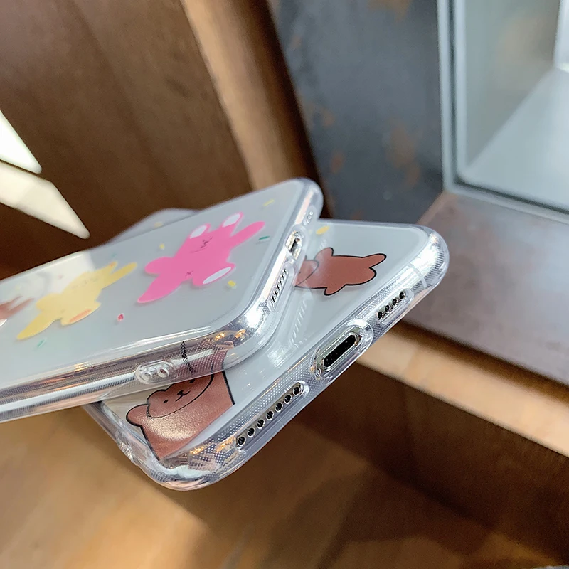 INS корейский стиль медведь телефонные чехлы для iPhone 11Pro Max 6 6s 7 8 Plus X Xs Max Xr 11 Pro мягкий прозрачный чехол Fundas Capa