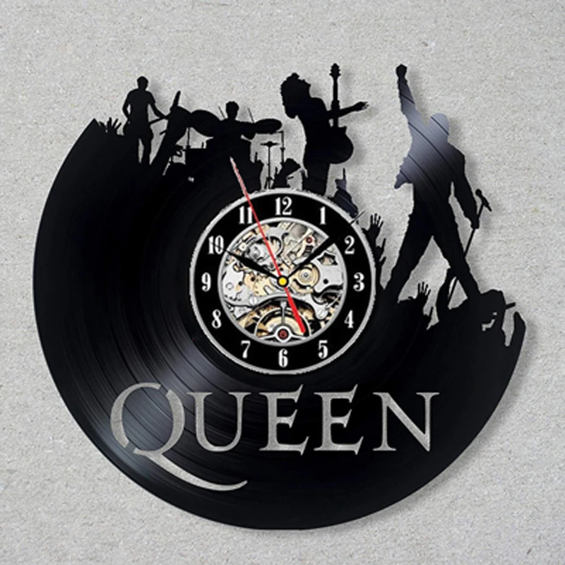 Queen Rock Band Wall Clock Modern Design Music Theme Classic Vinyl Record Clocks Wall Watch Art Home Decor Gifts for Musician 