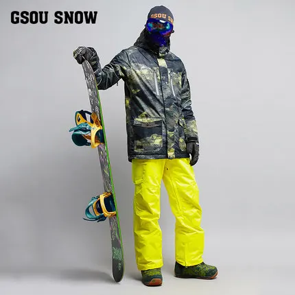 2019 GSOU зимний мужской лыжный костюм сноуборд куртка брюки ветрозащитная