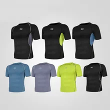 Облегающая одежда, мужская футболка для бега, спорта, баскетбола, фитнеса, дышащие быстросохнущие топы, мужские рубашки для спортзала, компрессионные с коротким рукавом