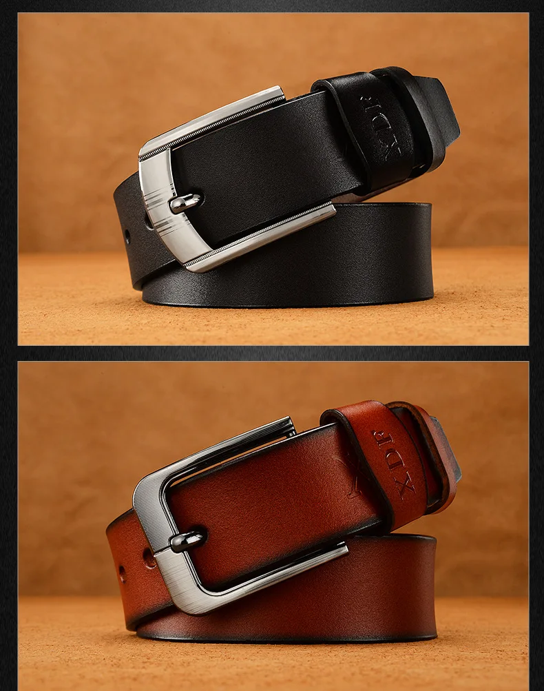 Retro Leather High Quality Buckle Jeans Pin Buckle Man Belts Business Cowboy Casual Male Fashion Designer Belt for Men black men