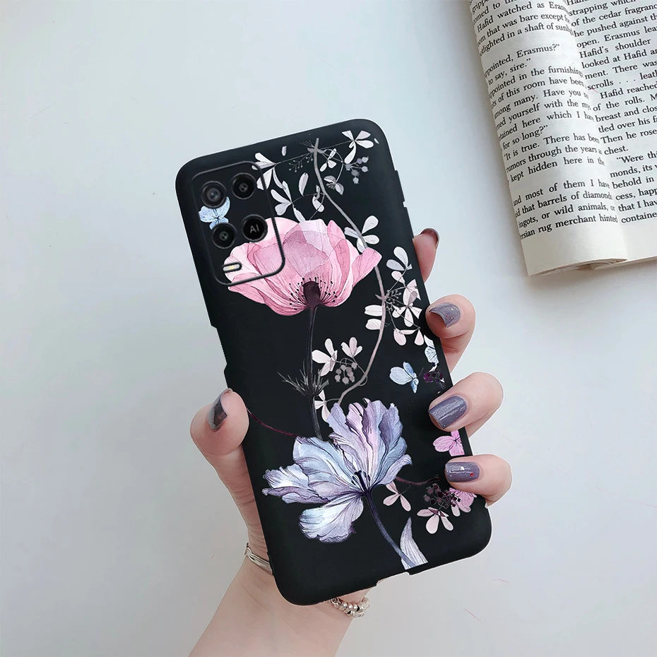 For OPPO A54 A 54 2021 Case Flower Silicon Phone Cover For OPPOA54 CPH2239 CPH2195 A 54 5G Shockproof Soft Bumper 6.5" Cute Case 
