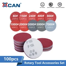 XCAN – papier de ponçage grain 80 – 100, 2 pouces, 7000 pièces, avec crochet et boucle, pour ponceuse, outil de polissage
