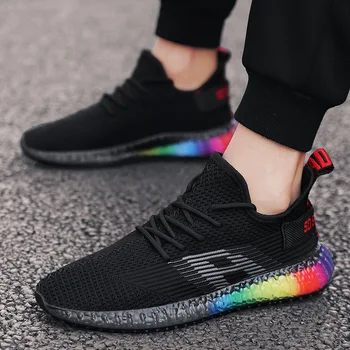

Man's Sneakers Casual Mesh Flock Unisex Sneakers Brand Men Shoes Chunky Flat Colorful Dad Shoes Couple Light Lace-Up Air