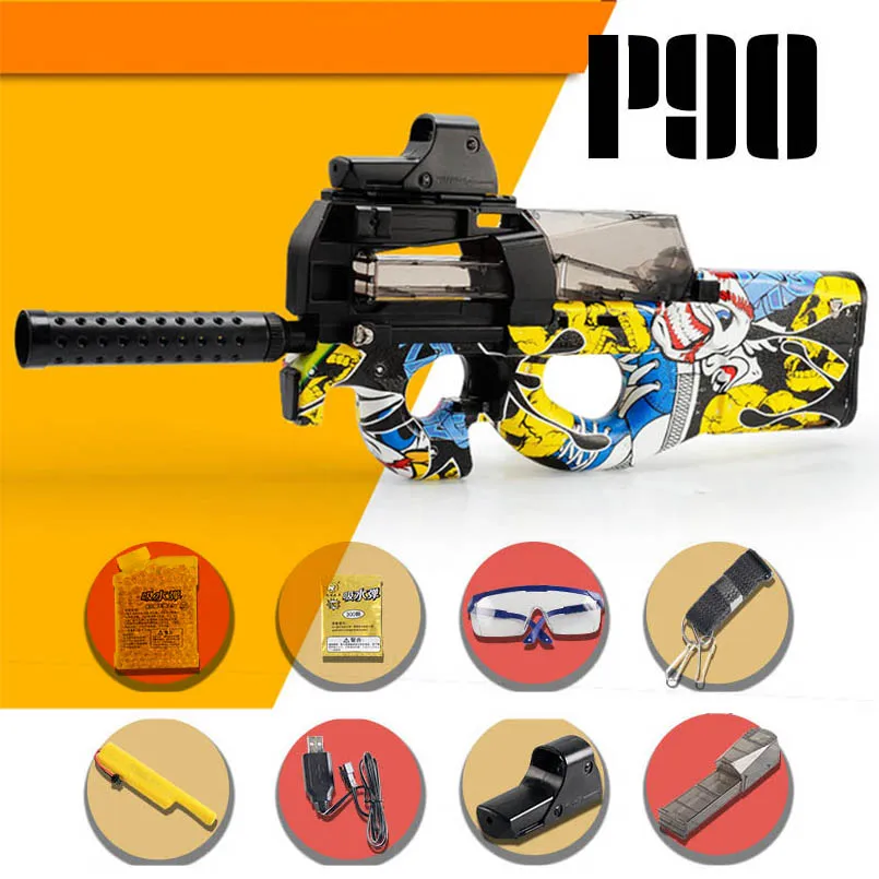 Graffiti A P90 Электрический водяной пулемет, игрушечная снайперская винтовка, граффити, CS игры, пейнтбол, всплески, пистолет, игрушки для мальчиков, открытый пистолет, рождественский подарок - Цвет: Graffiti A