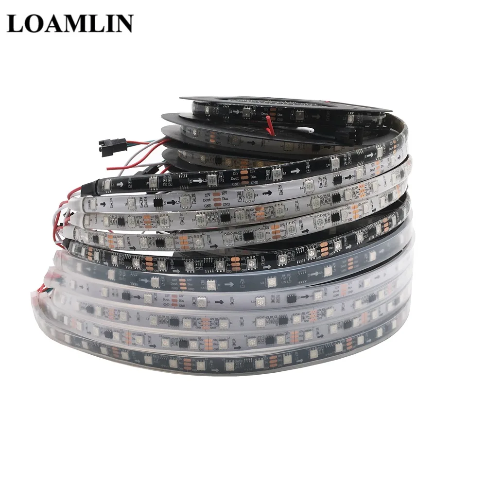 1 м 5 WS2811 5050SMD DC12V RGB светодиодная Пиксельная лента Адресуемая IC 30/60 светодиодов/м