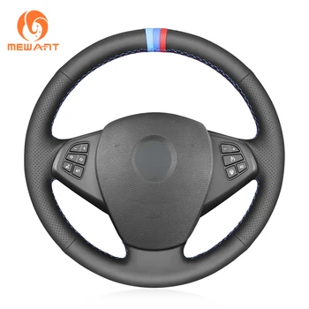 

MEWANT Black Genuine Leather Car Steering Wheel Cover for BMW X3 E83 2005-2010
