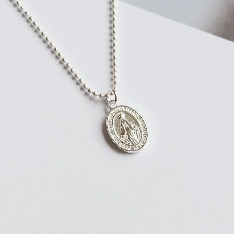Necklace Leouerry 925 пробы серебряные ювелирные изделия набор девственные Подвески "Дева Мария"/ожерелья/Браслеты/Кольца Набор для католической Религиозные ювелирные изделия - Цвет камня: Necklace