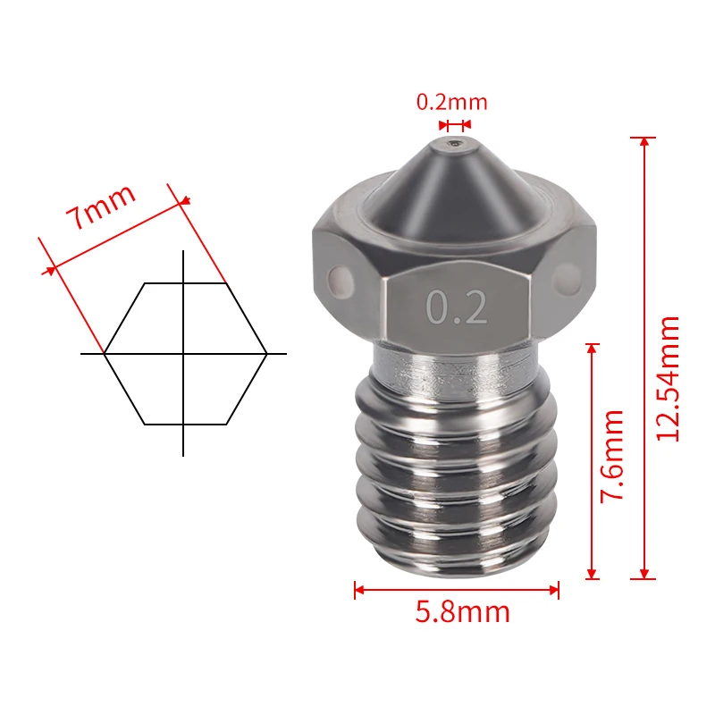 KINGROON 하드 스틸 E3D V6 노즐, 1.75mm 필라멘트 E3D 하드 스틸 노즐, V6 HOTEND M6 스레드 3D 프린터 압출기 노즐