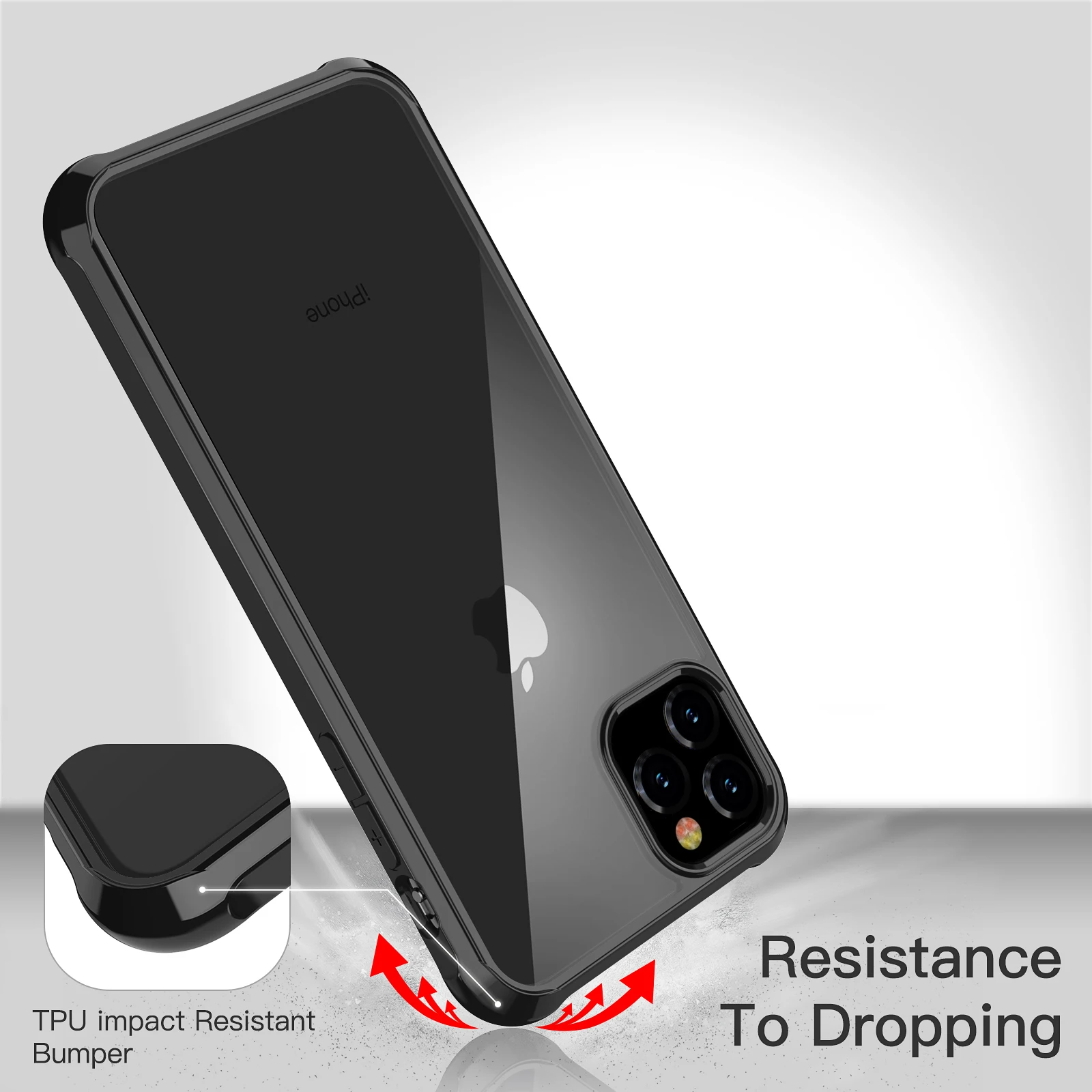 Для нового Apple iPhone 11, для iPhone 11 Pro Max чехол противоударный на 360 градусов прозрачный защитный мягкий ТПУ+ жесткий пластиковый чехол из поликарбоната