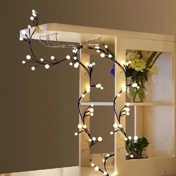 

2.5m+5m Power Line 60 leds Rattan String Lights Branch Lamp for Christmas Tree Decoration Cabinet 110V 220V to 24V fairy light