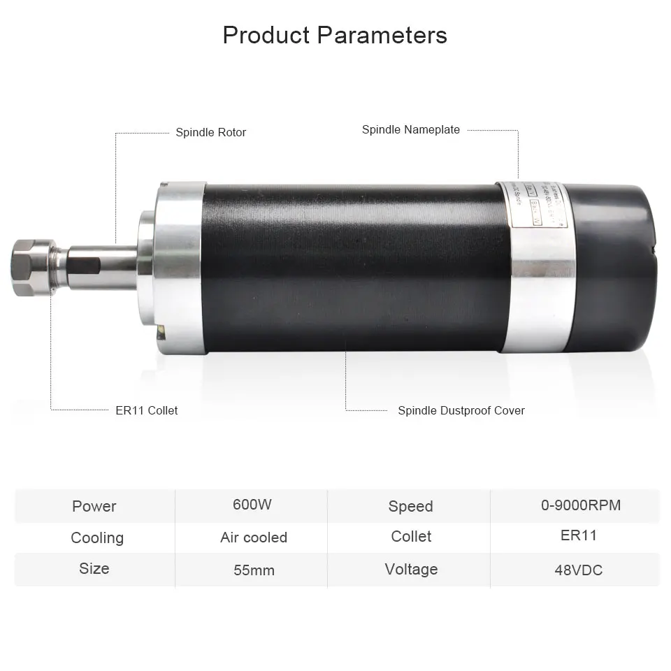 US $108.89 600W CNC Spindle ER11 Brushless DC Motor 55MM Clamp Bracket Switching Power Supply Stepper Motor Driver 13pcs ER11 Collet Chuck