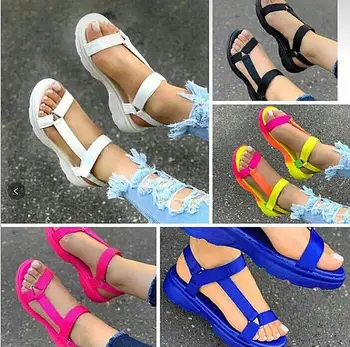 

SWYIVY Summer Shoes Ladies Hook Loop Sandals Women Flat Platform Fashion Shoes Female Outdoor Casual Beach Sandals Plus Size