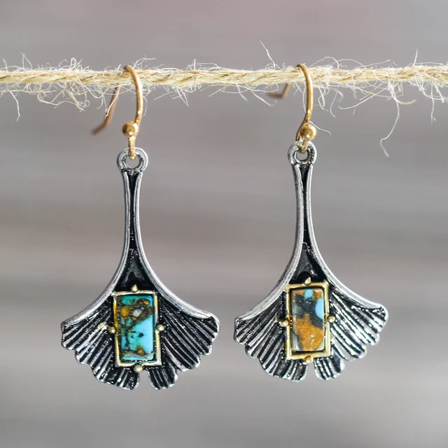 2021 Bohemian Ethnic Style Green Dangle Earrings For Women Tribal Jewelry Vintage Long Drop Earring Fashion Personality Gift Earring D265