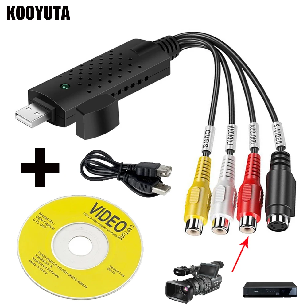 dhruvga TV-out Cable USB 2.0 EASYCAP Capture 4 Channel Video TV, DVD, VHS,  Audio, PC Capture Adapter Card TV Video DVR Converter (DHV-VID-0135) -  dhruvga 