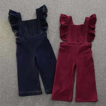 

Baby Kids Ruffles Suspend Soft Jean Pants, Girls Princess Fashion Trousers 5 pieces/lot, Wholesale