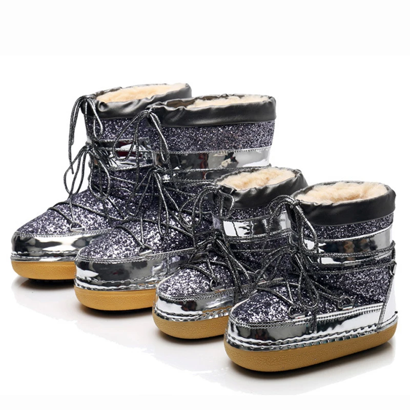 

New 2019 Women Snow Boots Thick Plush 30% Wool Winter Boots Women Ankle Boots Non-slip Space Boots For -40 Degrees Big Size