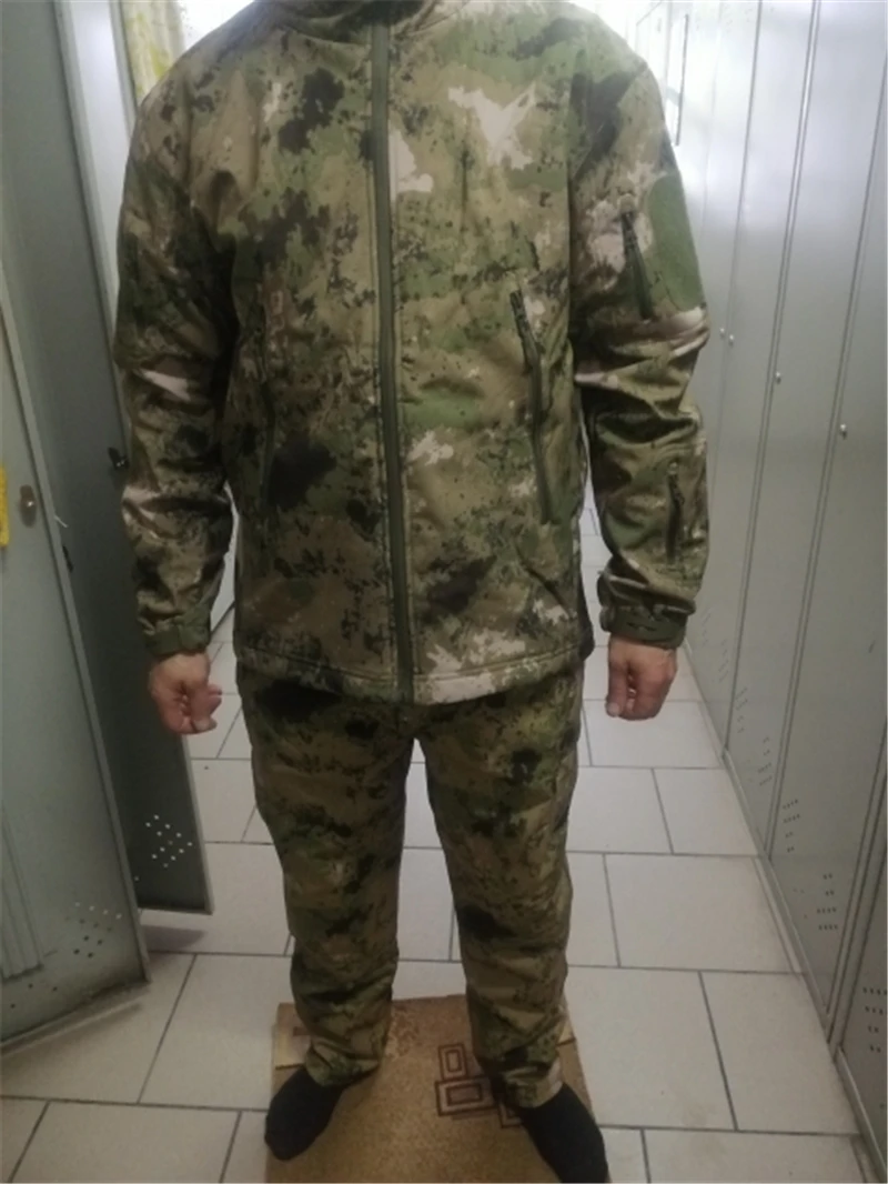 Зимняя мягкая оболочка Военная тактическая куртка набор для мужчин водонепроницаемая ветровка теплое пальто Акула кожа камуфляж с капюшоном куртки одежда