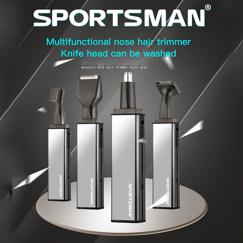 

Sportsman 4 In 1 USB Electric Mini Razor Eyebrow Trimmer Side Burner Rechargeable Usb Nose Hair Trimmer Shaving Eyebrow