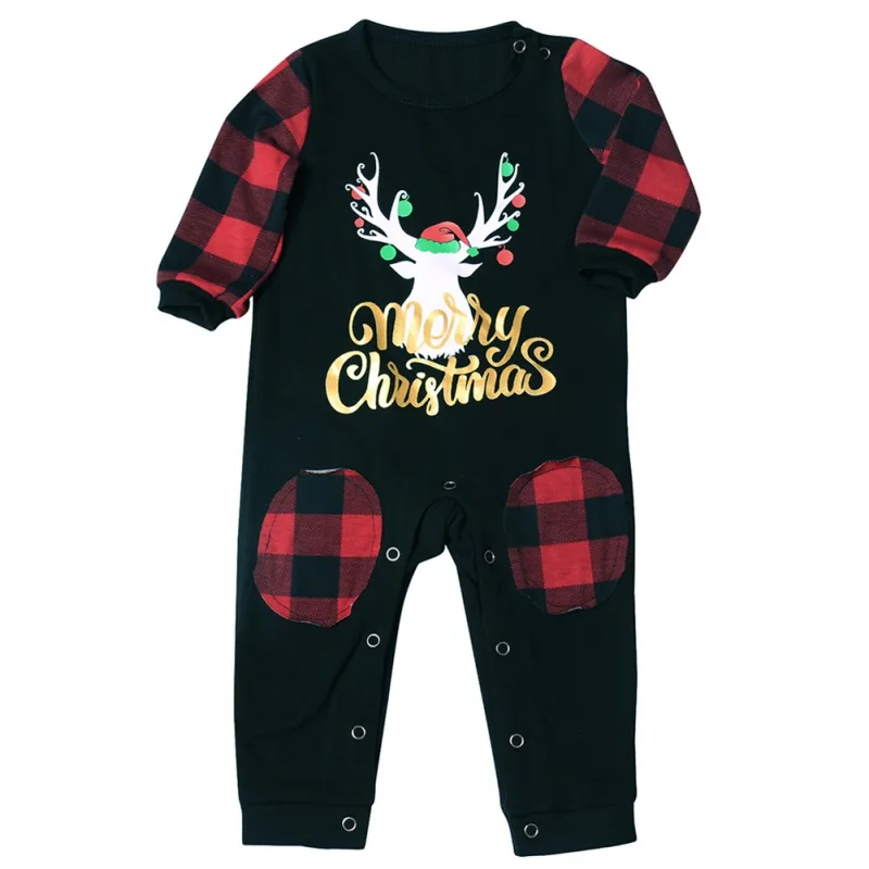Рождественские пижамы для всей семьи, Семейный комплект, рождественские клетчатые Пижамные комплекты с оленем Рождественская Детская ночная рубашка для родителей и детей комплект домашней одежды - Цвет: RB