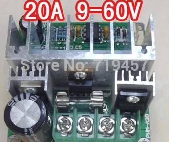 

FREE SHIPPING 5PCS/LOT DC motor pump PWM stepless speed control governor 9V-60V 20A switch with high efficiency