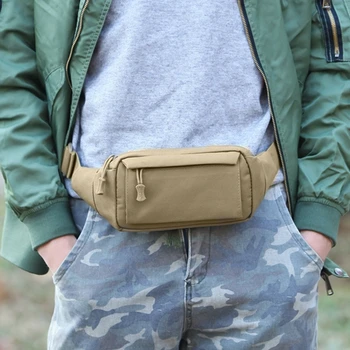 

Fashion Men'S Vintage Fanny Pack Chest Shoulder Bag with 3 Pockets Nylon Minitary Multifunction Waist Belt Bum Bag School