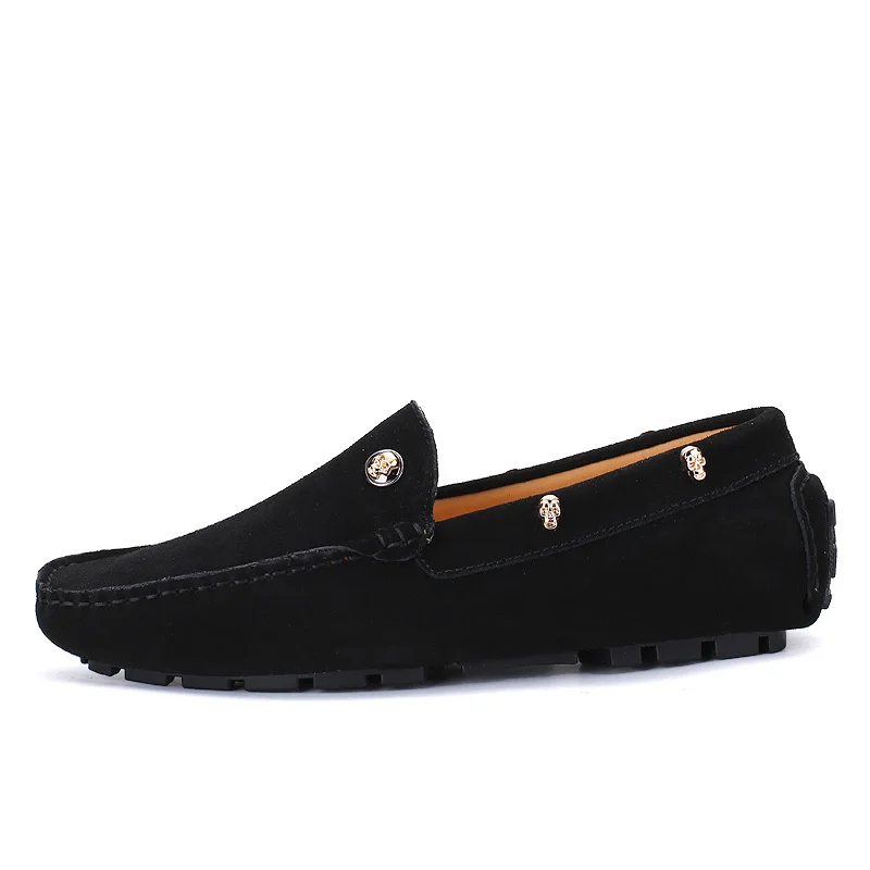JKH302 Suede leather Casual Skull Shoes Men Loafers