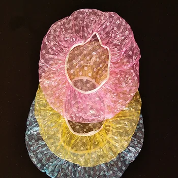 

10pcs Clear Disposable High Elastic Color Shower Caps PE Material Bath Accessory Women