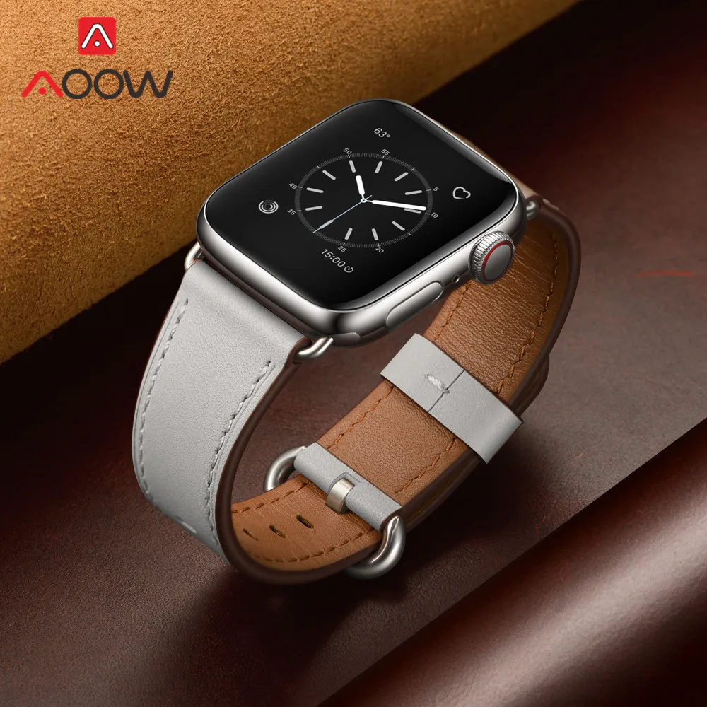 Ремешок для часов из натуральной кожи для Apple Watch 5, 4, 38 мм, 42 мм, 40 мм, 44 мм, роскошный мужской и женский браслет для iWatch 3, 2, 1
