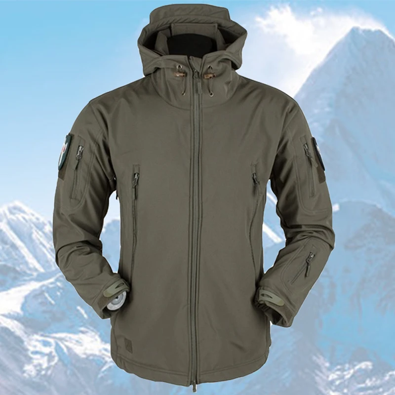  Men Winter Outdoor Waterproof SoftShell Jacket Men Waterproof Army Soft Shell Coat Warm Windbreaker