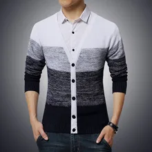 Мужской свитер, осенне-зимний полосатый мужской свитер, студенческий теплый тонкий вязаный кардиган, Мужская Уличная одежда, Casaco Masculino