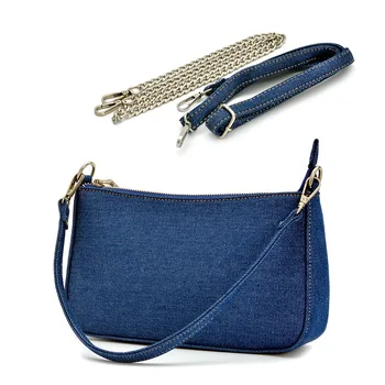 

Denim women Axillary bags Casual cowboy messenger Bag Chain female Shoulder Bag Elegant ladies handbag small blue bolsa feminina