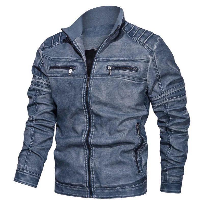 Mens Jacket 2020 Winter Men's Casual Washed Motorcycle Jacket Coat Men Vintage PU Jacket Outerwear Male Clothes Plus size 6XL