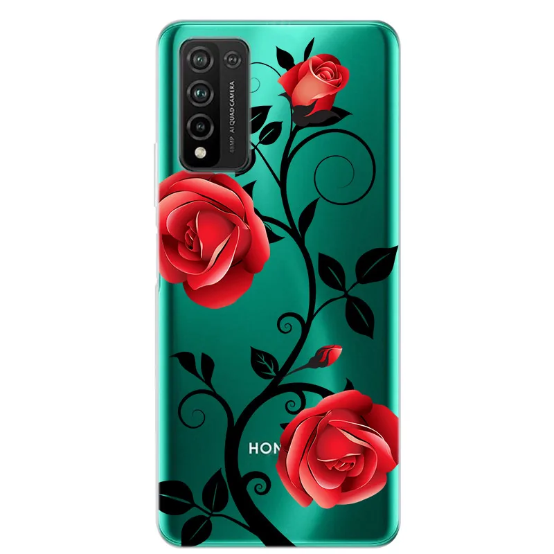 Floral Design Transparent Soft TPU Phone Case - Cute Silicone Cover for Huawei Honor 10X Lite