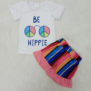 

children clothes print top and stripe shorts girl boutique baby ruffle summer outfit baby boutique clothing set girl outfit