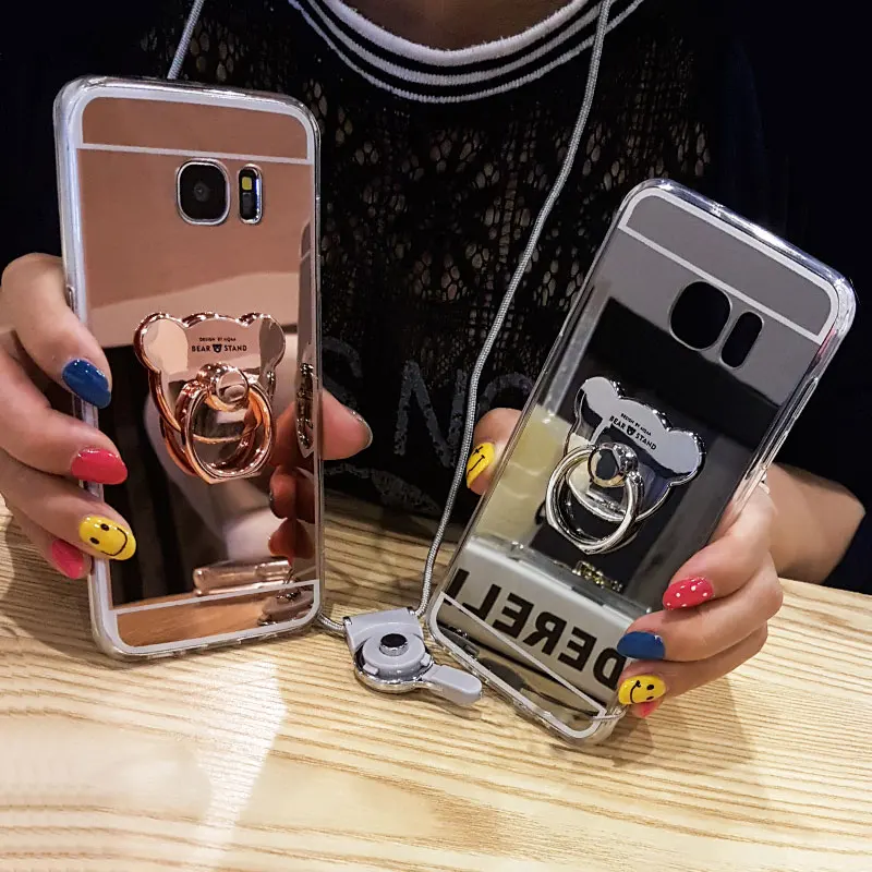 Модный зеркальный мягкий чехол подставка для Samsung Galaxy A5 A6 A7 A8 A9 J3 J5 J6 J7 J8 2017 2018