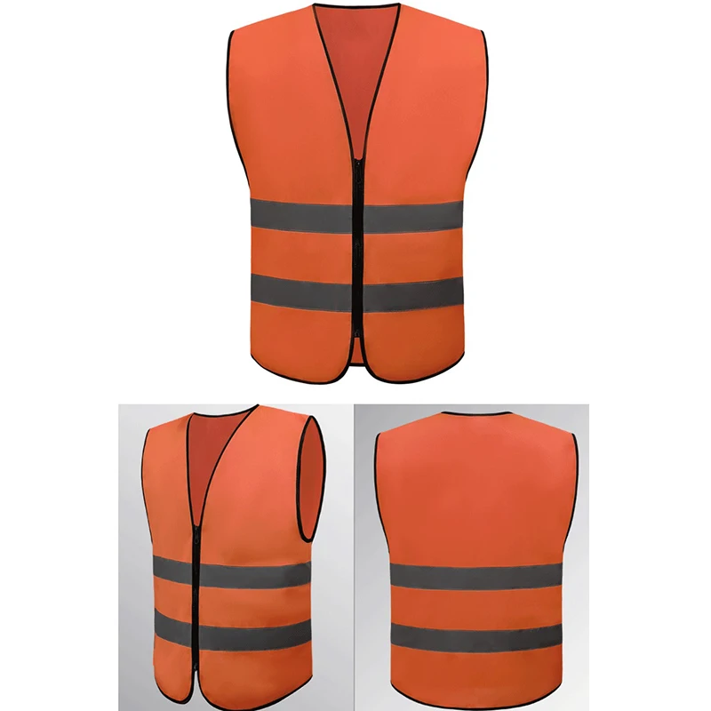 Neon Security Safety Vest High Visibility Reflective Stripes Orange & Yellow