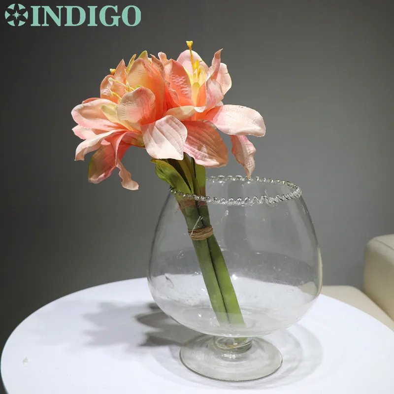 

3pcs/Lot - Short Pink Amaryllis Orchids Bride Banquet Flower Silk Artificial Flower Wedding Party Fake Flower Free Shipping