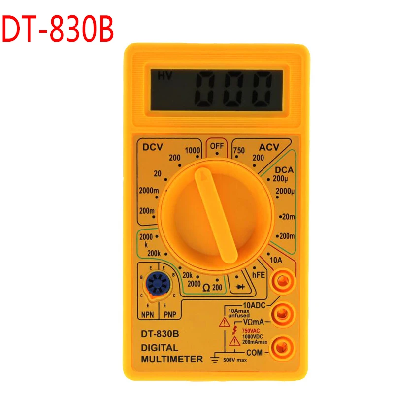 DT830B переменного тока/постоянного тока 750/1000V ЖК-дисплей Цифровой мультиметр Вольтметр Амперметр Ом тестер высокобезопасные крепежные гайки Портативный метр Цифровой мультиметр - Цвет: G234496