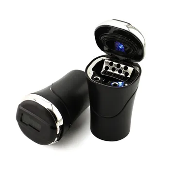 

Car Ashtray With LED Light Flip Cover Solar Powered Car Cigarette Smoking Ashtray Ash Cup Holder Interior Accessories
