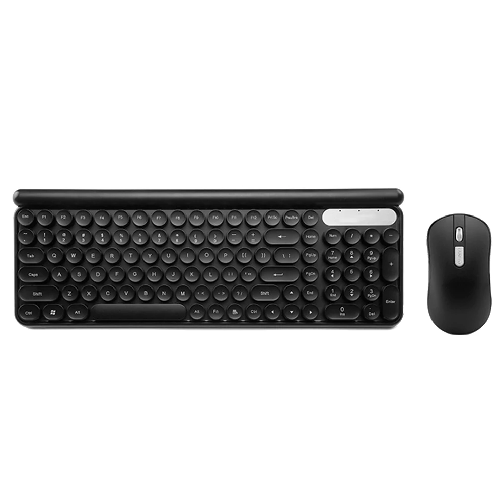 Перезаряжаемая Беспроводная клавиатура мышь комбо компактные пластиковые мыши с приемником VH99 - Цвет: Black