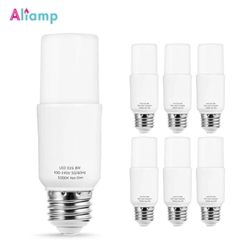 

E27 E26 Tubular LED Light Bulb 5000K Daylight White 8W Equivalent 60W 800 Lumens 360 Degree Lamp for Home Indoor Lighting 6Pack