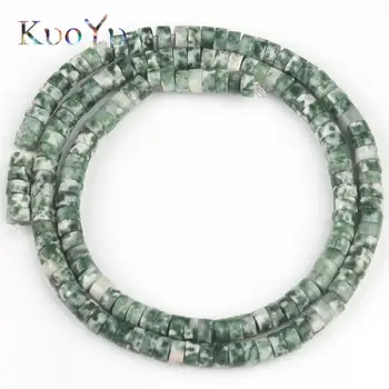 

4x2mm Natural Stone Green Spot Stone Jaspers Beads Round Cylinder Loose Spacer Beads For Jewelry Making Diy Bracelet Accessories