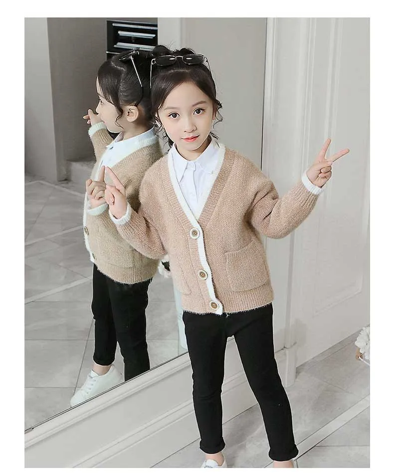 School Teen Children Cardigan Baby Sweater Girls Clothes Knitted Toddler Kids Girls Sweaters School Long Sleeve Knitting Coats (7)