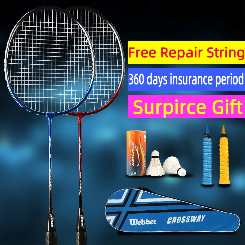 Badminton-Rackets-Set CROSSWAY Cabon with 2pcs Balls Free Gift Couple Composite Sport-Team