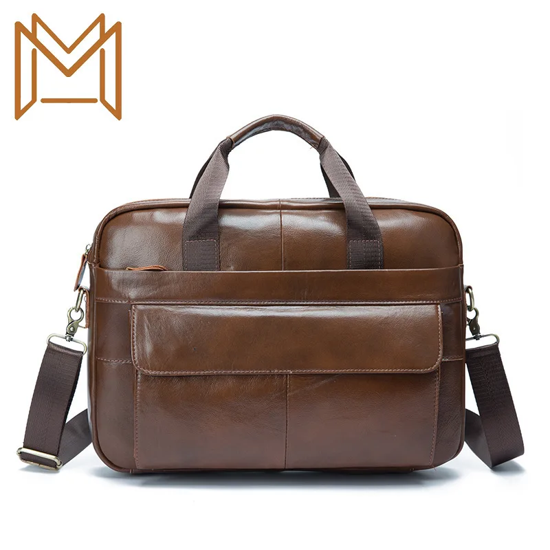 

Head Layer Wax Oil Cowhide Genuine Leather Man 14 Inch Business Affairs Portable Document Computer Package